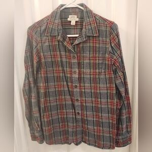 L.L. Bean Red and Gray Plaid Shirt